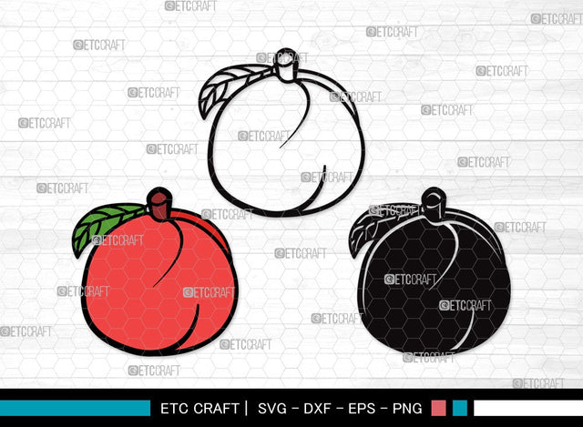 Peach Fruit SVG Cut File | Peach Svg | Fruit Svg | Peach Slice Svg | Peach Bundle | Summer SVG | Peach Clipart SVG ETC Craft 