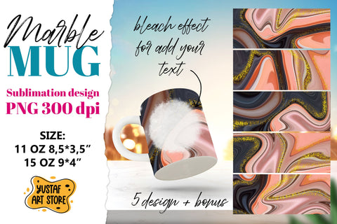 Peach Grey marble sublimation mug wrap bundle.Fluid art PNG Sublimation Yustaf Art Store 