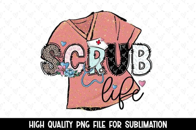 Peach Scrub Life Nurse Sublimation PNG Sublimation BijouBay 