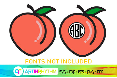 peach svg, fruit monogram svg SVG Artinrhythm shop 