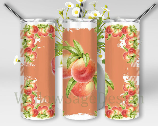 Peaches 20oz Tumbler Design, Summer Tumbler Png, Fruit Tumbler Template, Peaches Tumbler With Lid And Straw, Digital Download Sublimation WillowSageDesign 
