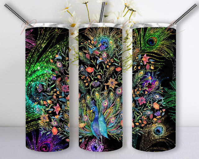 Peacock 20oz Skinny Tumbler Sublimation Design Template, Peacock Tumbler for Straight/Tapered, Digital Download Sublimation PixelChick 
