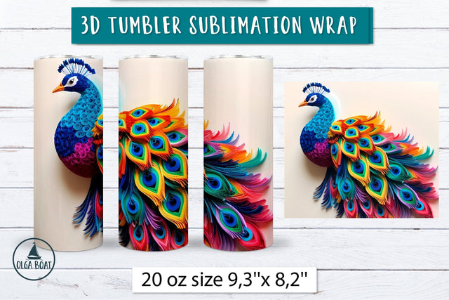 Peacock 3d tumbler wrap sublimation design Sublimation Olga Boat Design 