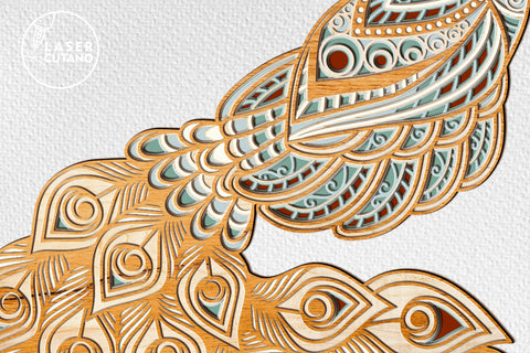 PEACOCK Cut Template BIRD SVG Multilayer Laser Cut Files, 3D Designs SVG LaserCutano 