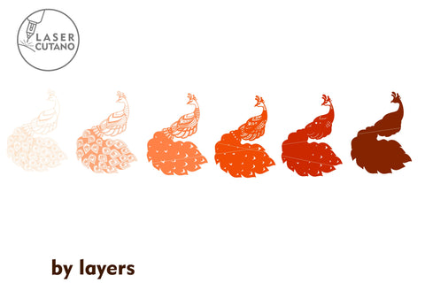 PEACOCK Cut Template BIRD SVG Multilayer Laser Cut Files, 3D Designs SVG LaserCutano 