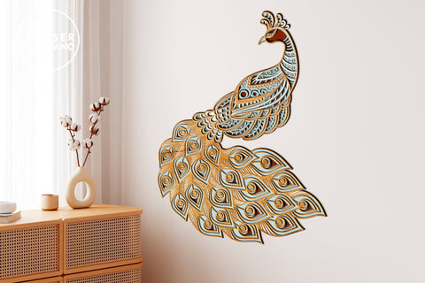 PEACOCK Cut Template BIRD SVG Multilayer Laser Cut Files, 3D Designs SVG LaserCutano 