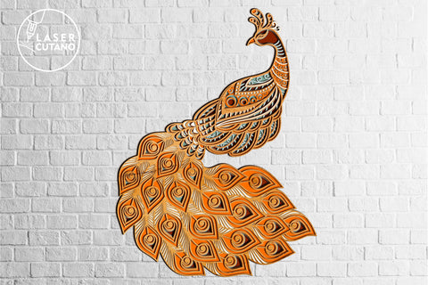 PEACOCK Cut Template BIRD SVG Multilayer Laser Cut Files, 3D Designs SVG LaserCutano 