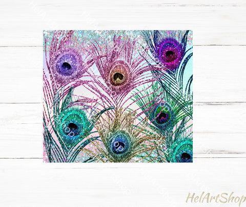 Peacock Feather Tumbler PNG, Glitter SKINNY TUMBLER Png SVG _HelArtShop_ 