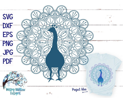 Peacock Mandala SVG Cut File SVG Wispy Willow Designs 