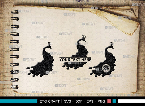 Peacock Monogram, Peacock Silhouette, Peacock SVG, Peacock Bird Svg, Peacock Feathe Svg, Birds Svg, SB00300 SVG ETC Craft 
