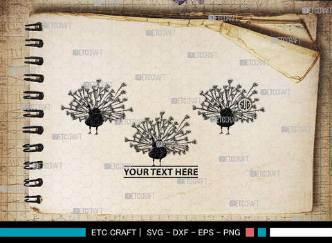 Peacock Monogram, Peacock Silhouette, Peacock SVG, Peacock Bird Svg, Peacock Feathe Svg, Birds Svg, SB00300 SVG ETC Craft 