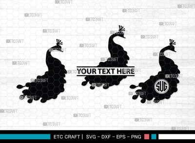 Peacock Monogram, Peacock Silhouette, Peacock SVG, Peacock Bird Svg, Peacock Feathe Svg, Birds Svg, SB00300 SVG ETC Craft 