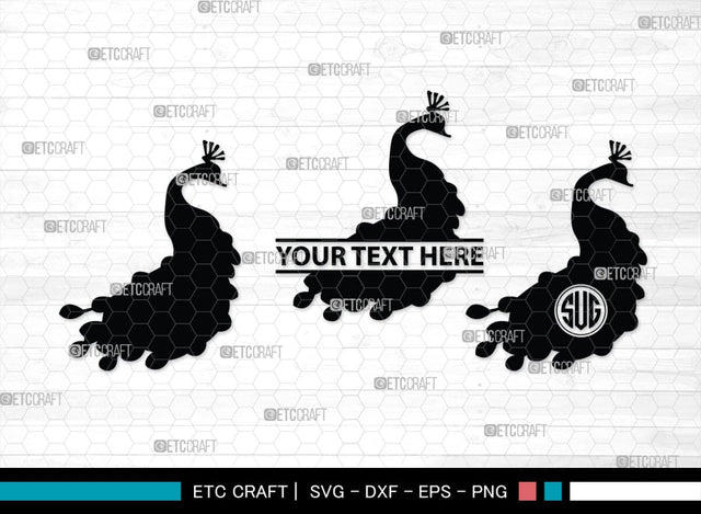 Peacock Monogram, Peacock Silhouette, Peacock SVG, Peacock Bird Svg, Peacock Feathe Svg, Birds Svg, SB00300 SVG ETC Craft 