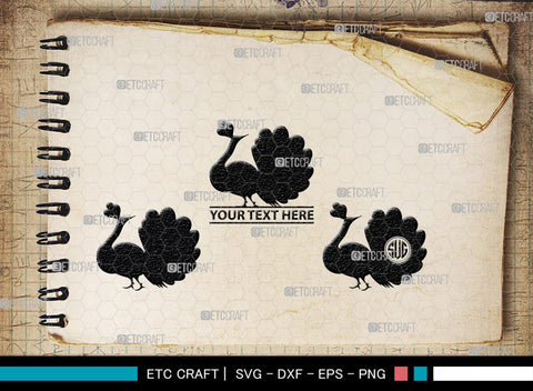 Peacock Monogram, Peacock Silhouette, Peacock SVG, Peacock Bird Svg, Peacock Feathe Svg, Birds Svg, SB00300 SVG ETC Craft 
