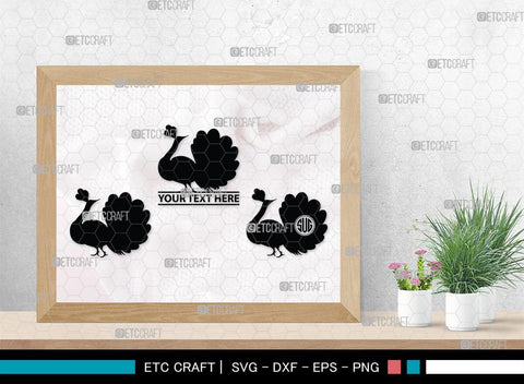 Peacock Monogram, Peacock Silhouette, Peacock SVG, Peacock Bird Svg, Peacock Feathe Svg, Birds Svg, SB00300 SVG ETC Craft 