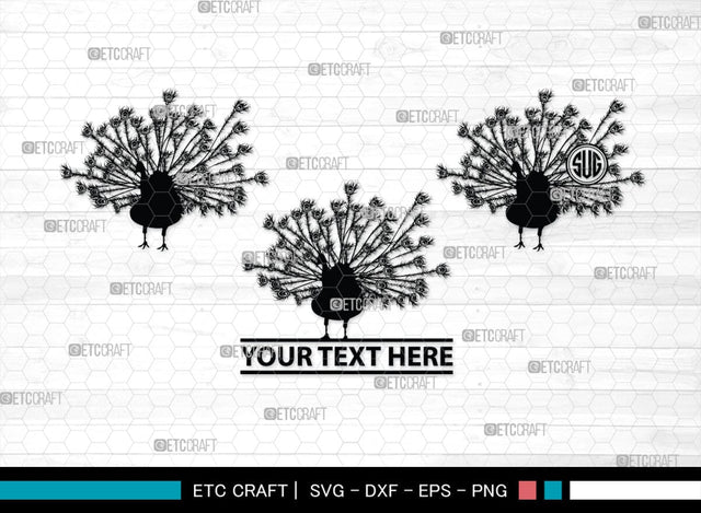 Peacock Monogram, Peacock Silhouette, Peacock SVG, Peacock Bird Svg, Peacock Feathe Svg, Birds Svg, SB00300 SVG ETC Craft 