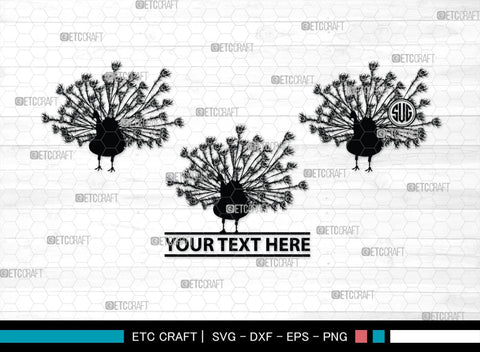 Peacock Monogram, Peacock Silhouette, Peacock SVG, Peacock Bird Svg, Peacock Feathe Svg, Birds Svg, SB00300 SVG ETC Craft 