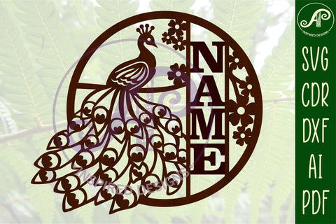 Peacock name sign svg laser cut template SVG APInspireddesigns 