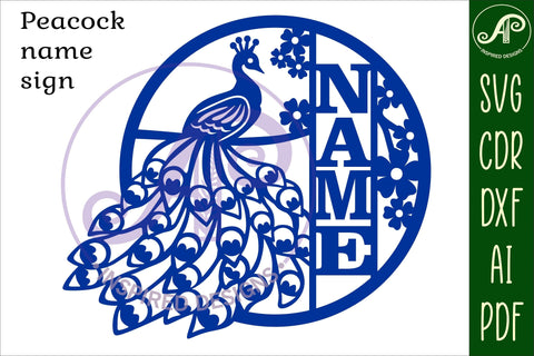Peacock name sign svg laser cut template SVG APInspireddesigns 