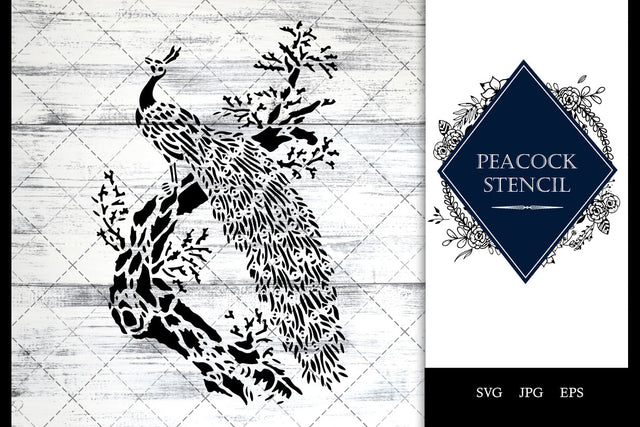 Peacock Stencil Vector SVG SVG Loveleen Kaur 