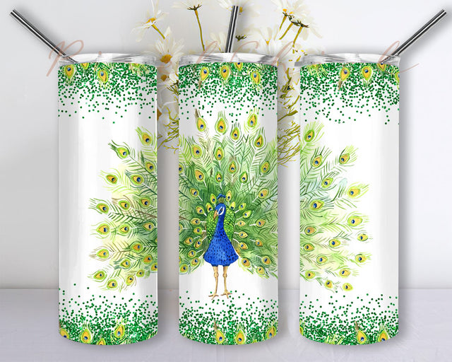 Peacock Tumbler Png 20oz Skinny Tumbler Sublimation Designs Straight Tapered Wrap Sublimate Designs Sublimation PixelChick 