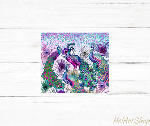 Peacock Tumbler PNG, Glitter SKINNY TUMBLER Png Sublimation _HelArtShop_ 