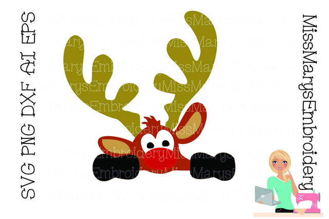 Peaking Reindeer SVG MissMarysEmbroidery 