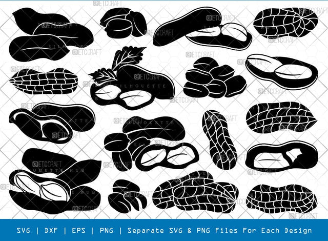 Peanut Silhouette, Peanut SVG, Nuts Svg, Peanut Vector Svg, Food Svg, Peanut In Shell, Peanut Bundle, SB00926 SVG ETC Craft 