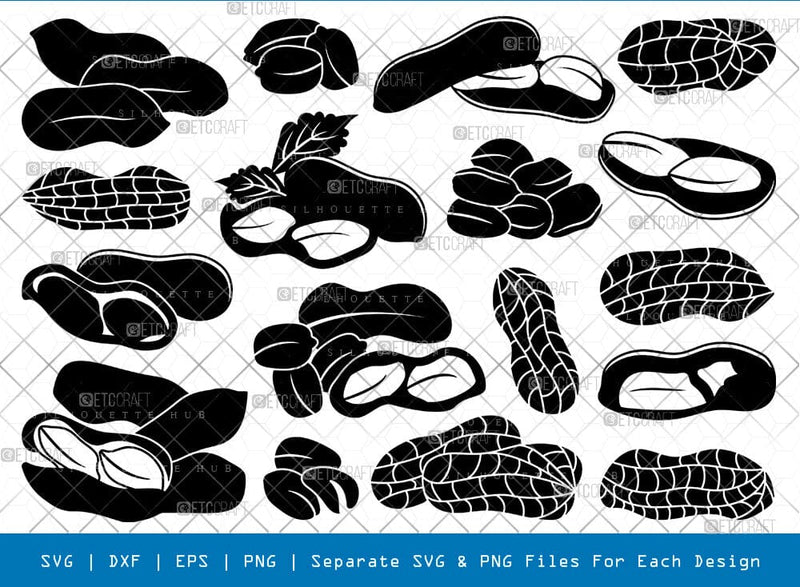 Peanut Silhouette, Peanut SVG, Nuts Svg, Peanut Vector Svg, Food Svg, Peanut In Shell, Peanut Bundle, SB00926 SVG ETC Craft 