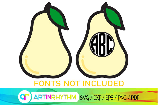 pear svg, fruit monogram svg SVG Artinrhythm shop 