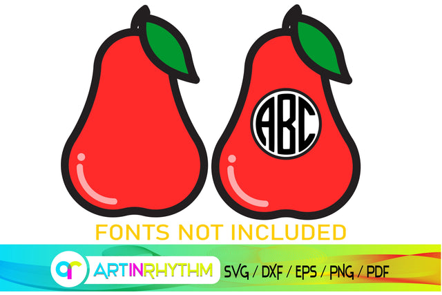 pear svg, fruit monogram svg SVG Artinrhythm shop 