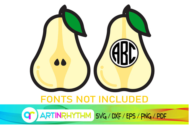 pear svg, fruit monogram svg SVG Artinrhythm shop 