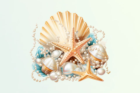 Pearl and Seashells Sublimation Clipart Bundle Sublimation Regulrcrative 
