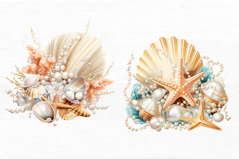 Pearl and Seashells Sublimation Clipart Bundle Sublimation Regulrcrative 