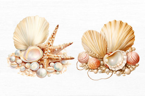 Pearl and Seashells Sublimation Clipart Bundle Sublimation Regulrcrative 