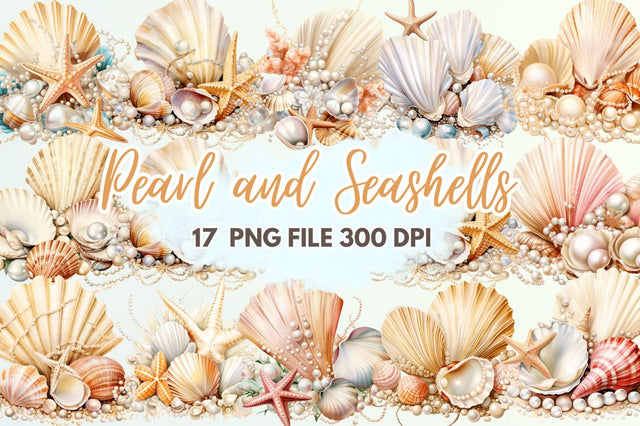 Pearl and Seashells Sublimation Clipart Bundle Sublimation Regulrcrative 
