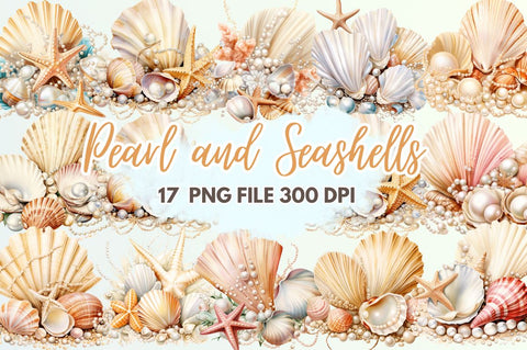 Pearl and Seashells Sublimation Clipart Bundle Sublimation Regulrcrative 