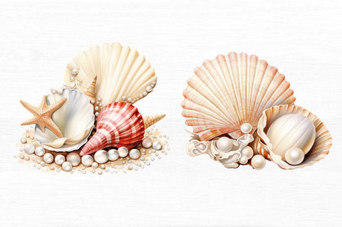 Pearl and Seashells Sublimation Clipart Bundle Sublimation Regulrcrative 