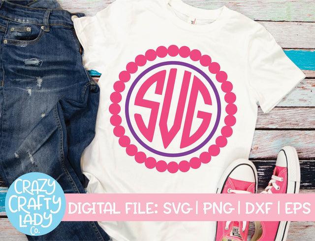 Pearl Circle Monogram Frame | SVG Cut File SVG Crazy Crafty Lady Co. 