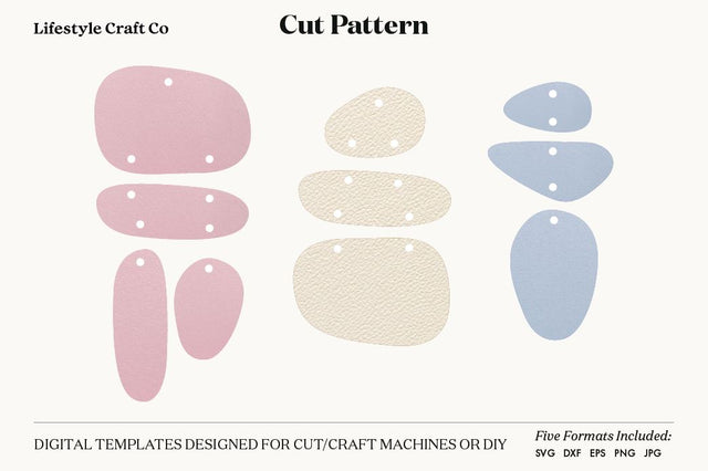 Pebble Earring SVG, Faux Leather Earring Templates, Cricut cut file SVG Lifestyle Craft Co 