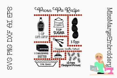 Pecan Pie Recipe SVG | Pecan Pie SVG | Recipe SVG | Cut File SVG MissMarysEmbroidery 