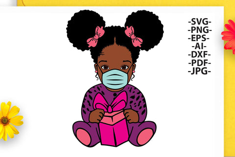 Peekaboo baby with face mask, Baby Girl Svg, Afro baby Svg, Peekaboo girl Svg, Black Girl Magic, Black Queen, African American, Svg cut file SVG 1uniqueminute 