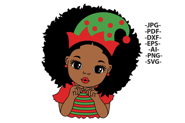 Peekaboo Christmas, Black Girl Elf Svg, Christmas Girl Svg, Peekaboo Girl, Little Cute Girl Svg, Afro Girl Svg, Black Girl, Svg Cut Files SVG 1uniqueminute 