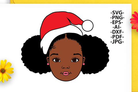 Peekaboo Christmas, Christmas Afro Girl, Peekaboo gift, Cute Little Girl Svg, Peekaboo Girl Svg, Cute black African girl, Svg Cut Files SVG 1uniqueminute 