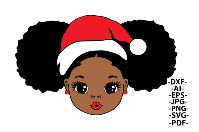 Peekaboo Christmas, Red Hat Svg, Christmas Girl, Svg Afro Girl Svg, Cute Litle Girl Svg, Peekaboo girl Svg, African American, Svg Cut Files SVG 1uniqueminute 