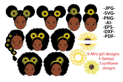 Peekaboo Girl Bundle Svg, 9 Peekaboo Girl Designs, Afro Girl Bundle, Black Girl Bundle, Peekaboo Svg, African Kids, African American SVG 1uniqueminute 