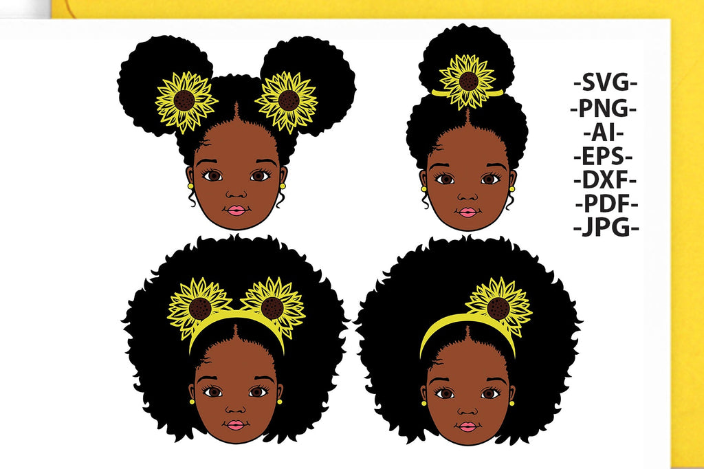 Peekaboo girl Bundle Svg, Afro girl bundle Svg, Sunlowers Svg, Black ...