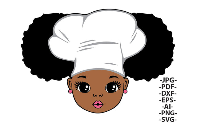 Peekaboo Girl Cook Svg, Black Girl Cooker, Cooking Hat, Afro Girl Svg, Sweety Girl Svg, Puff Hair, Red lips, Little Cute Girl, Svg Cut Files SVG 1uniqueminute 
