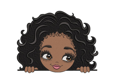 Peekaboo Girl Embroidery Design, Black African American Kids Embroidery File, 3 sizes, Instant download Embroidery/Applique DESIGNS Nino Nadaraia 