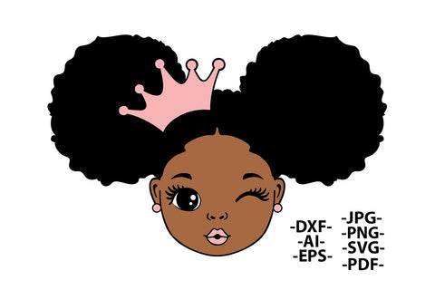 Peekaboo Girl Svg, Afro Girl Svg, 3 PNG Glitter Files, Girls with Crown, Hair Puffs, Princess Svg, Black woman Svg SVG 1uniqueminute 